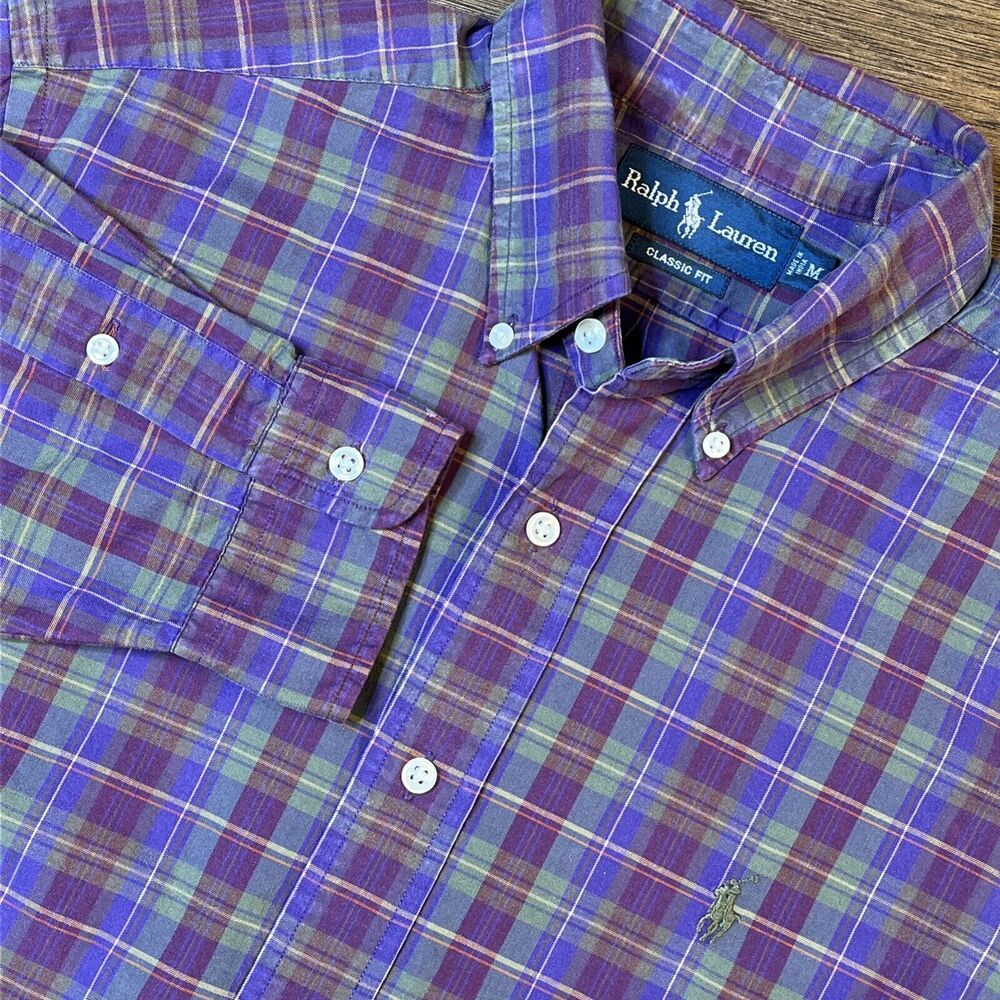 Polo Ralph Lauren Classic‎ Fit Button Down Shirt Cotton Plaid Men’s Medium